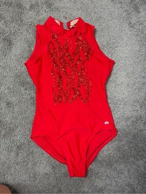 Mariia Crown Red Sparkle Flame Leotard Dance